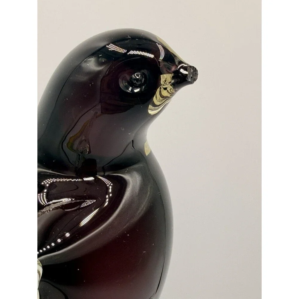 Formia Murano Greater Bird of Paradise Art Glass Sculpture Purple Gold Italy